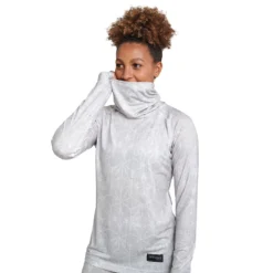 Hitatech Thermal Funnel Neck Longsleeve - Womens -Volcom Sales Store Baselayer HITATECHFUNNELNECK WOMENS WhiteGeo detail funnelneck
